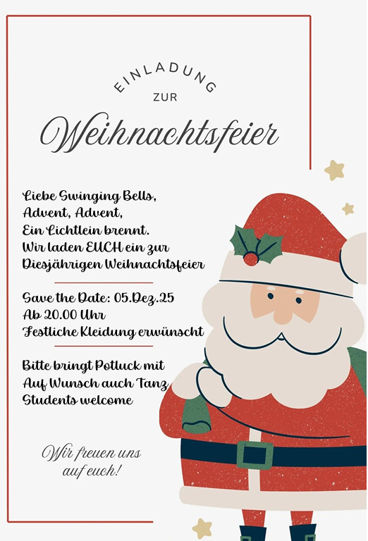 Einladung zur Weihnachtfeier mit Potluck
